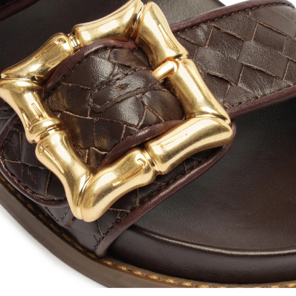 SCHUTZ Enola Sporty Woven Leather Flat Dark Brown size 9.5 - Picture 3 of 3